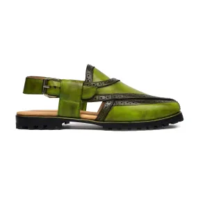 Akiko - Men's Burnished Green Calf Leather Sandal