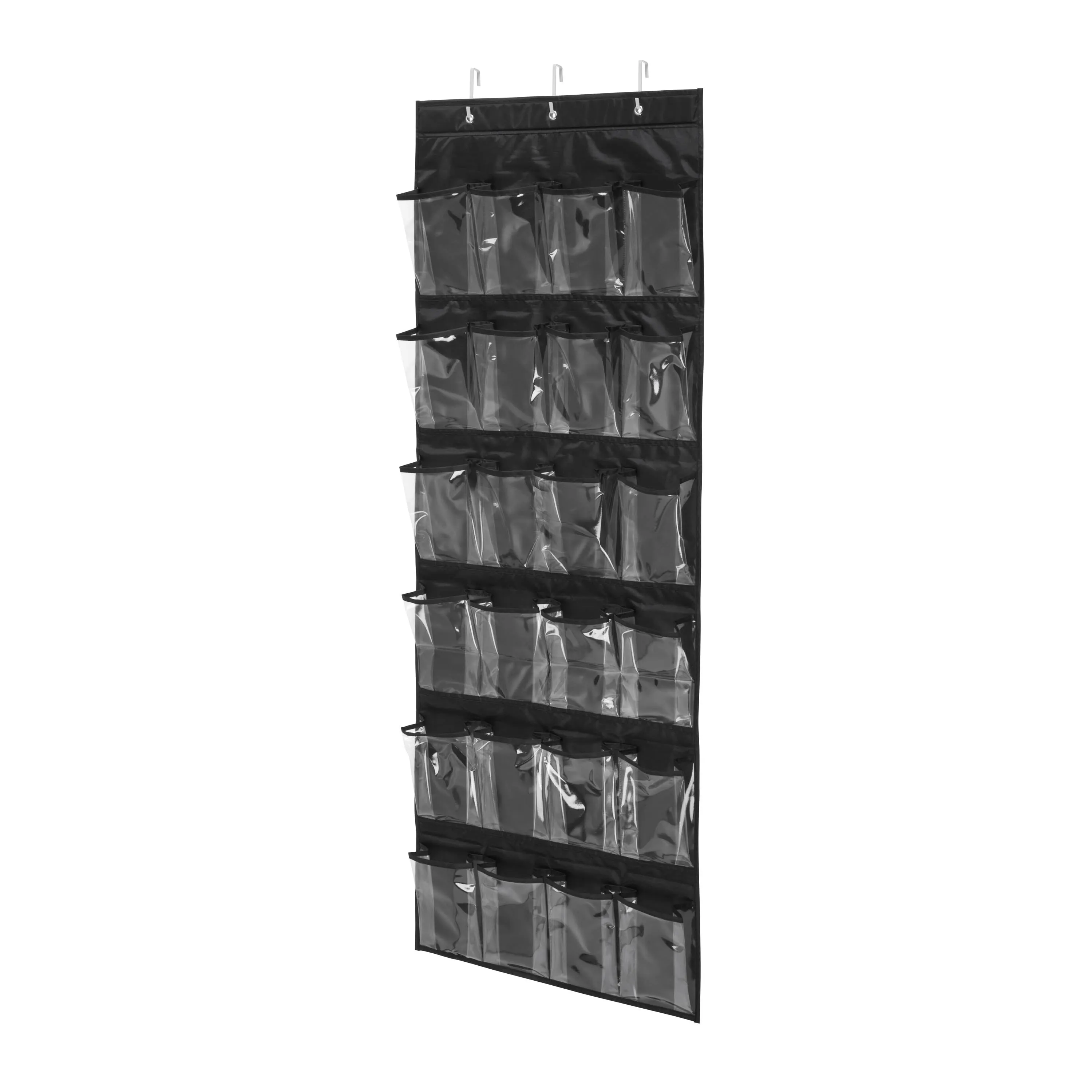 Black 24-Pocket Over-The-Door Hanging Shoe Organizer