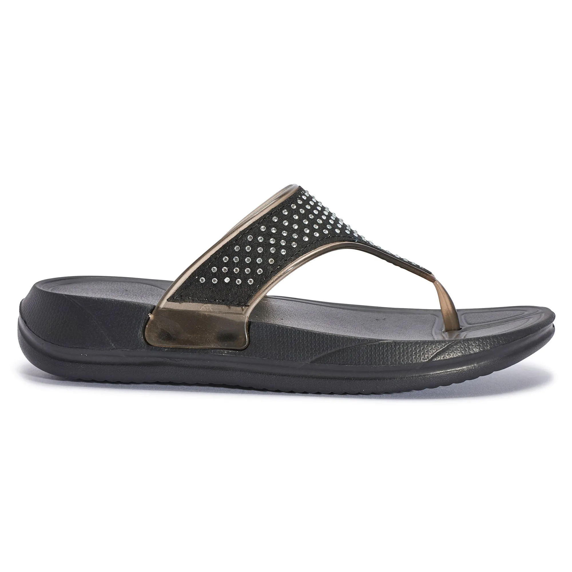 Black T-Bar Diamonte Sandals