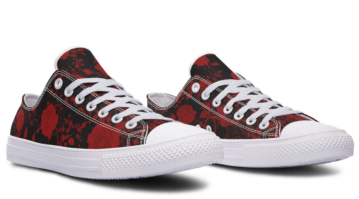 Blood Rose Romance Low Tops - Classic Premium Canvas Shoes with Comfortable and Durable Soles