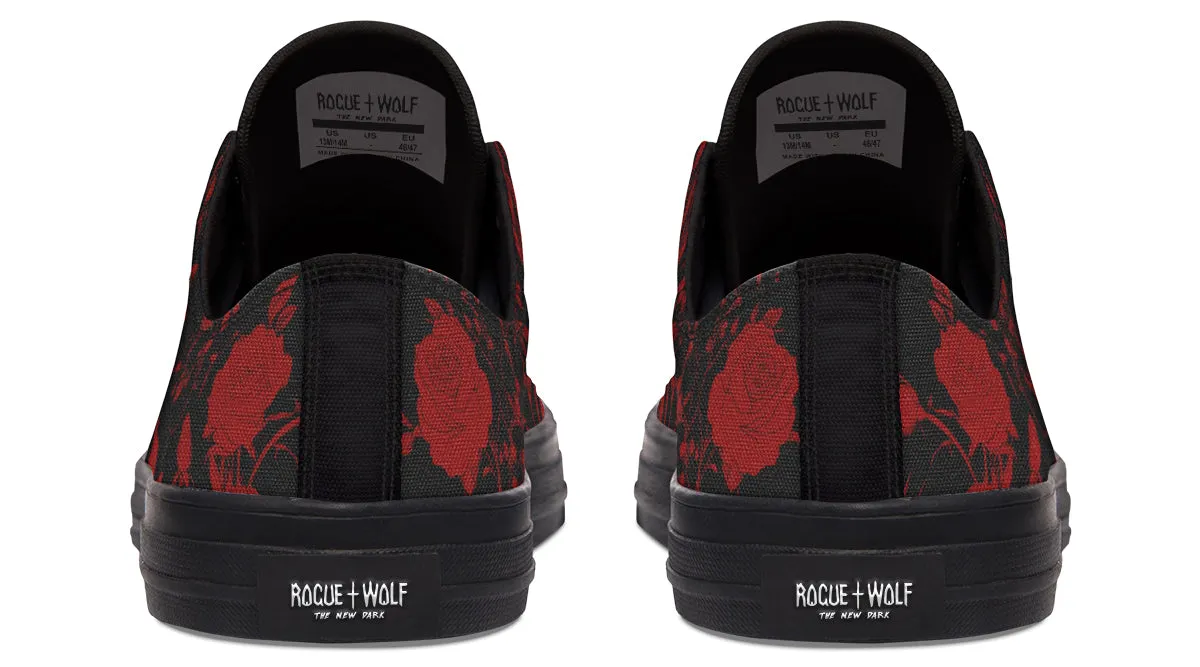 Blood Rose Romance Low Tops - Classic Premium Canvas Shoes with Comfortable and Durable Soles