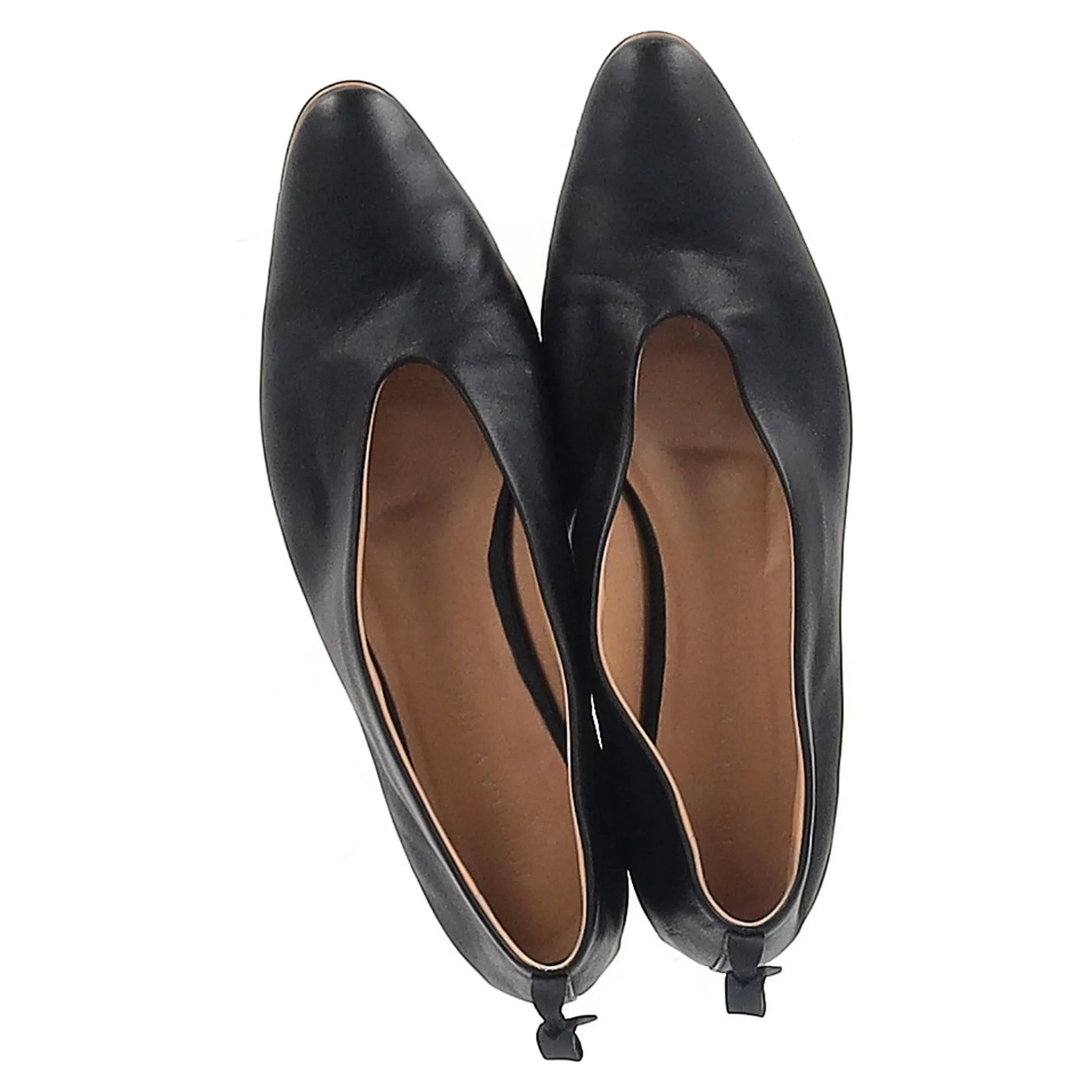 Bottega Veneta Almond Toe Flats in Black Leather