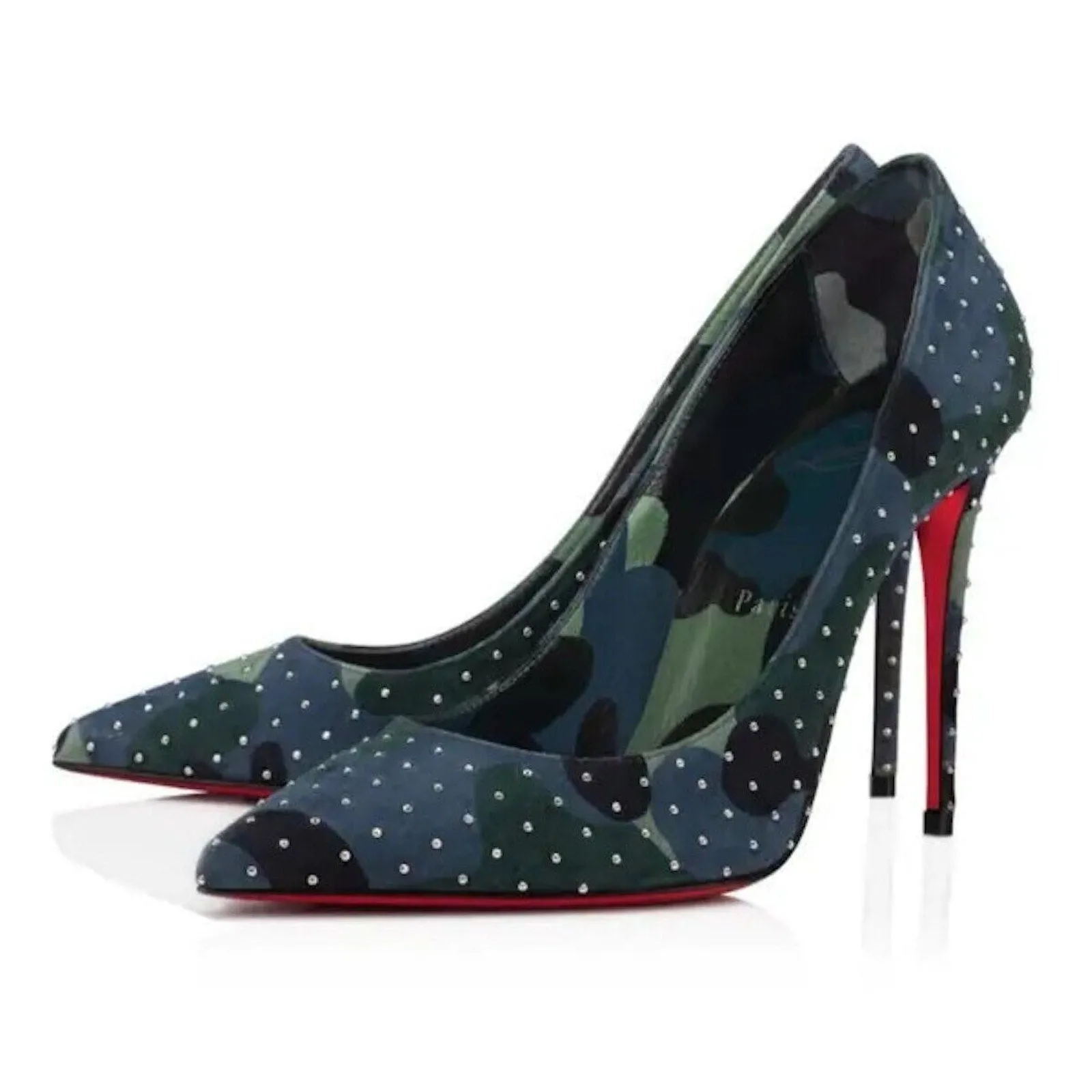 Christian Louboutin Kate Plume 100 Camouflage Micro studs Pumps Navy Blue