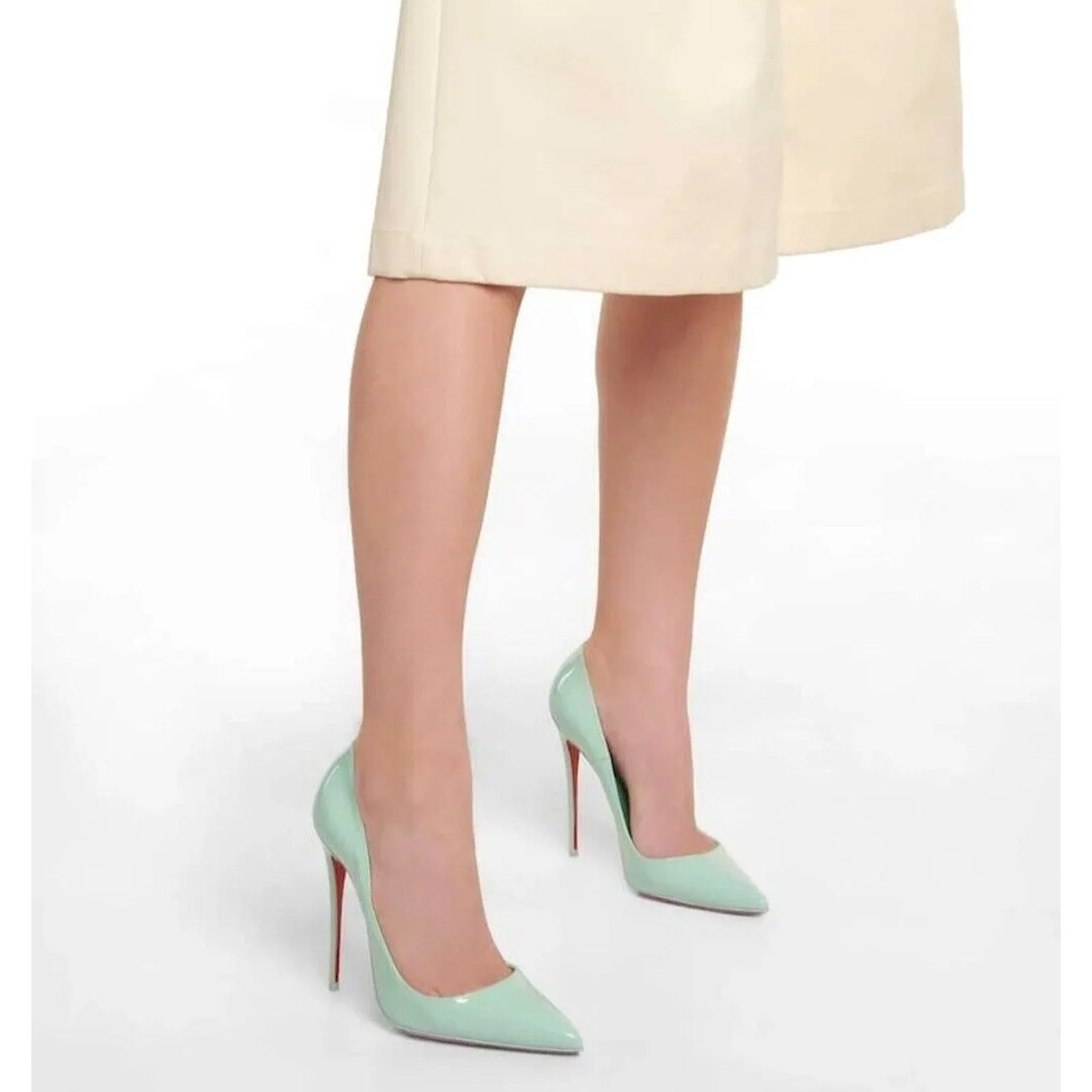 Christian Louboutin So Kate 120 patent leather pointed toe pumps Mint Green