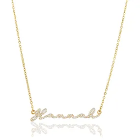 Crystal Signature Name Necklace (Gold)