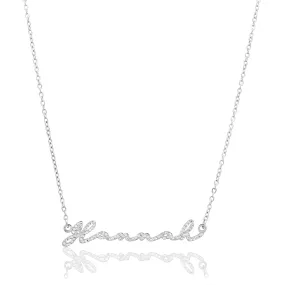 Crystal Signature Name Necklace (Silver)