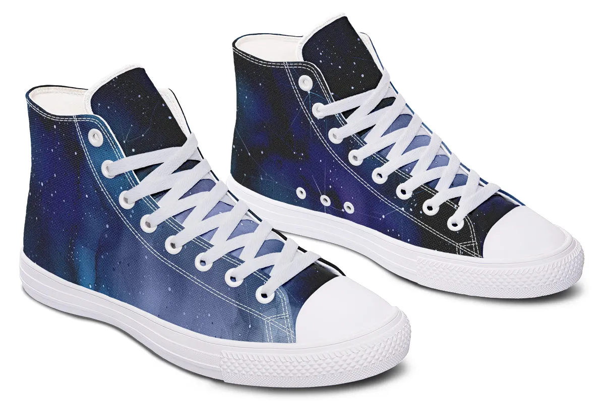 Deep Blue High Tops - Classic Premium Canvas Shoes with Comfortable and Durable Soles