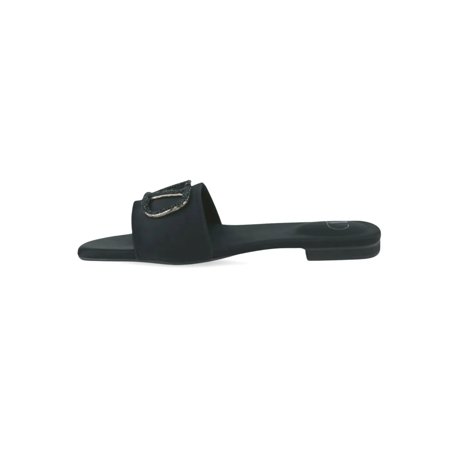 Elegant Satin Slides with V Logo Crystal Embellishment -1012