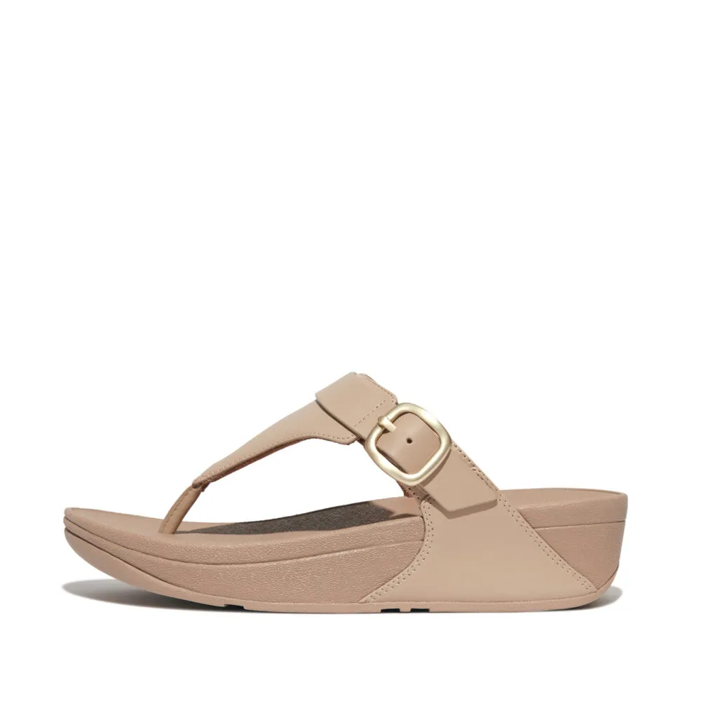 FitFlop Lulu Adjustable Leather Toe Post Sandals Latte Beige