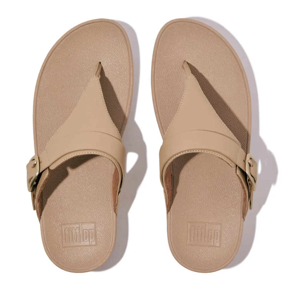 FitFlop Lulu Adjustable Leather Toe Post Sandals Latte Beige