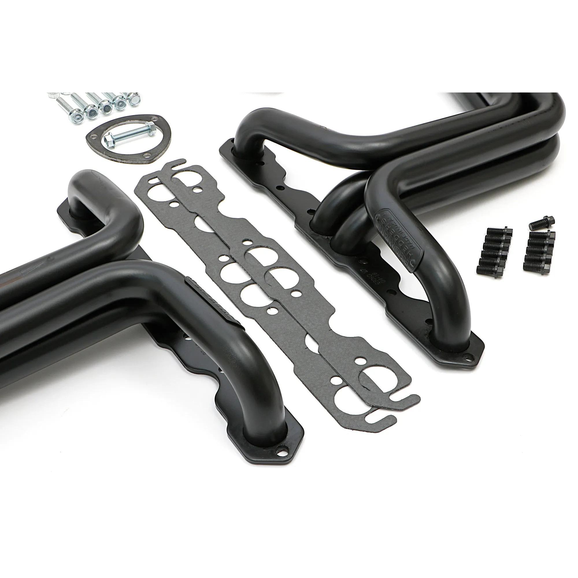 Hedman Hedders Street Headers - 1.5 in Primary - 3 in Collector - Black Paint - Small Block Chevy - GM Fullsize SUV / Truck 1955-66 - Pair