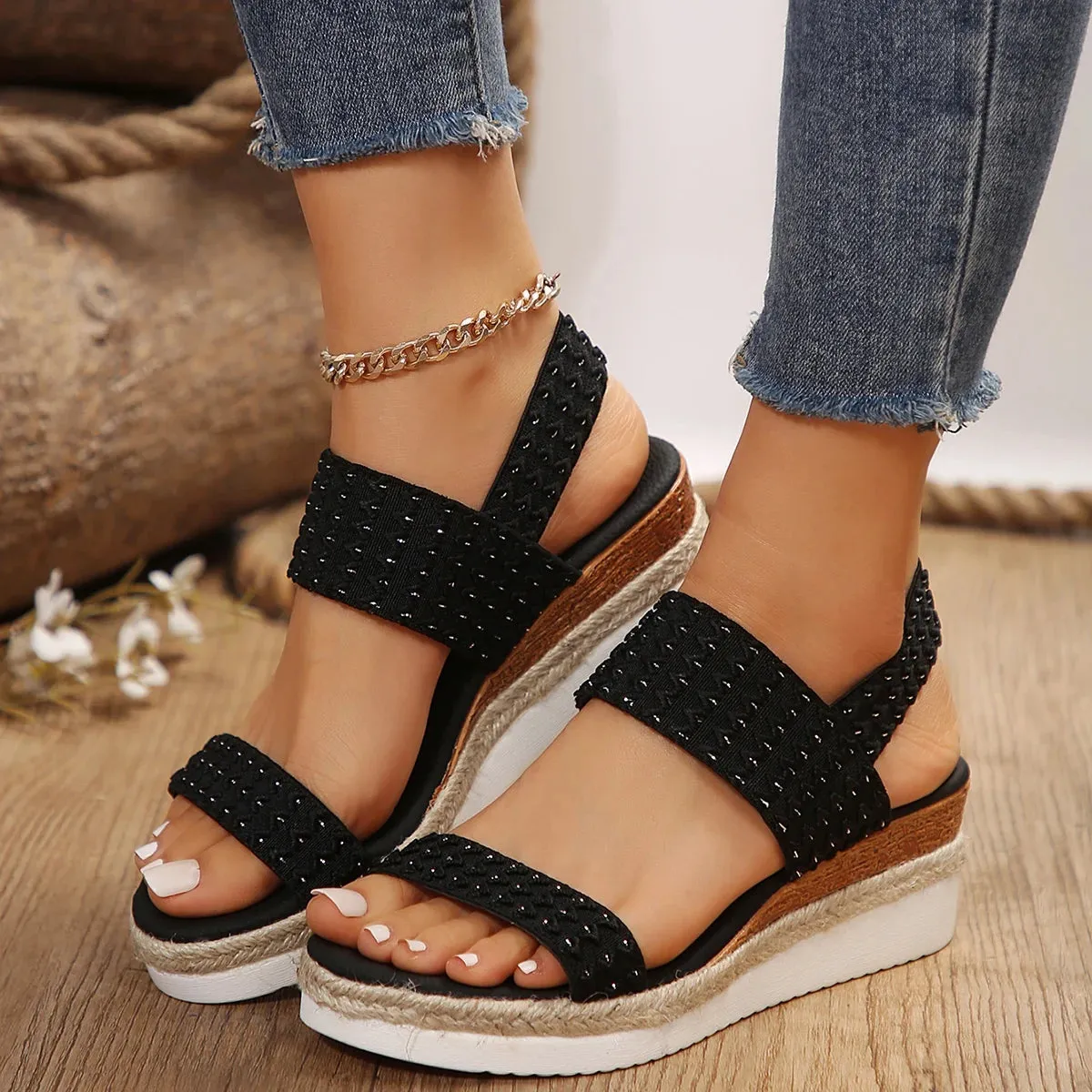 Hnzxzm Women's Summer Wedge Sandals Lightweight Non Slip Walking Sandals Woman Plus Size Casual Holiday Beach Sandalias 2024