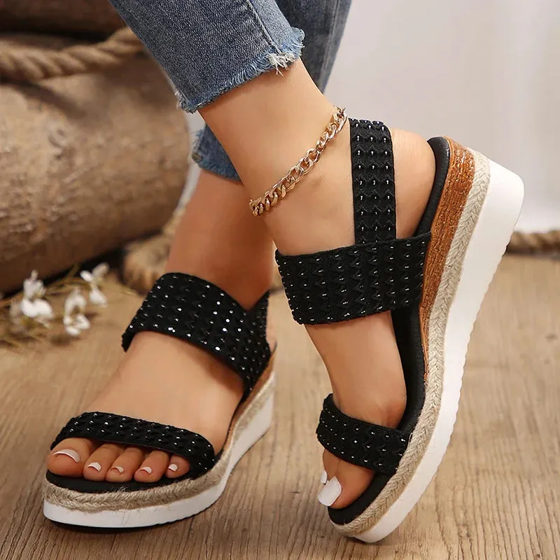 Hnzxzm Women's Summer Wedge Sandals Lightweight Non Slip Walking Sandals Woman Plus Size Casual Holiday Beach Sandalias 2024