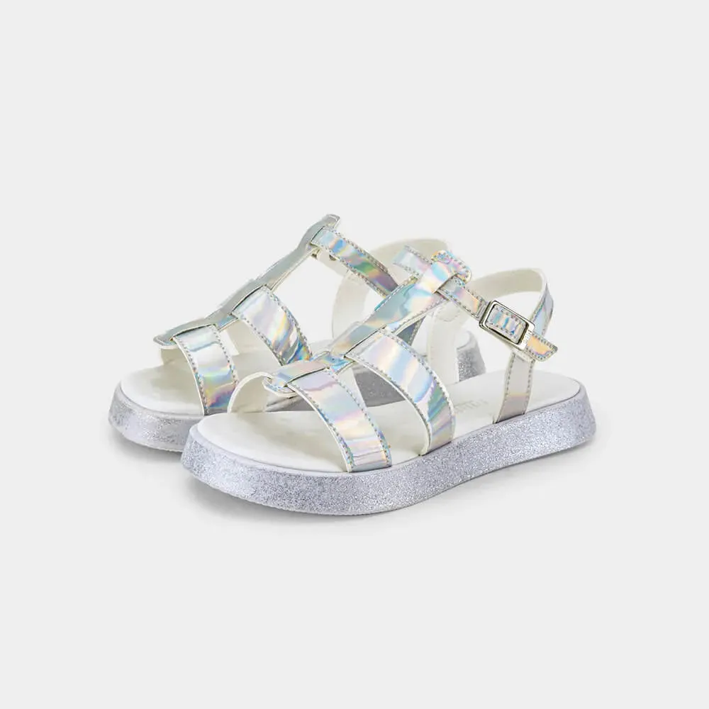 Holographic platform sandal