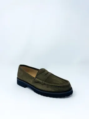 Lug Sole Loafer in Military Suede