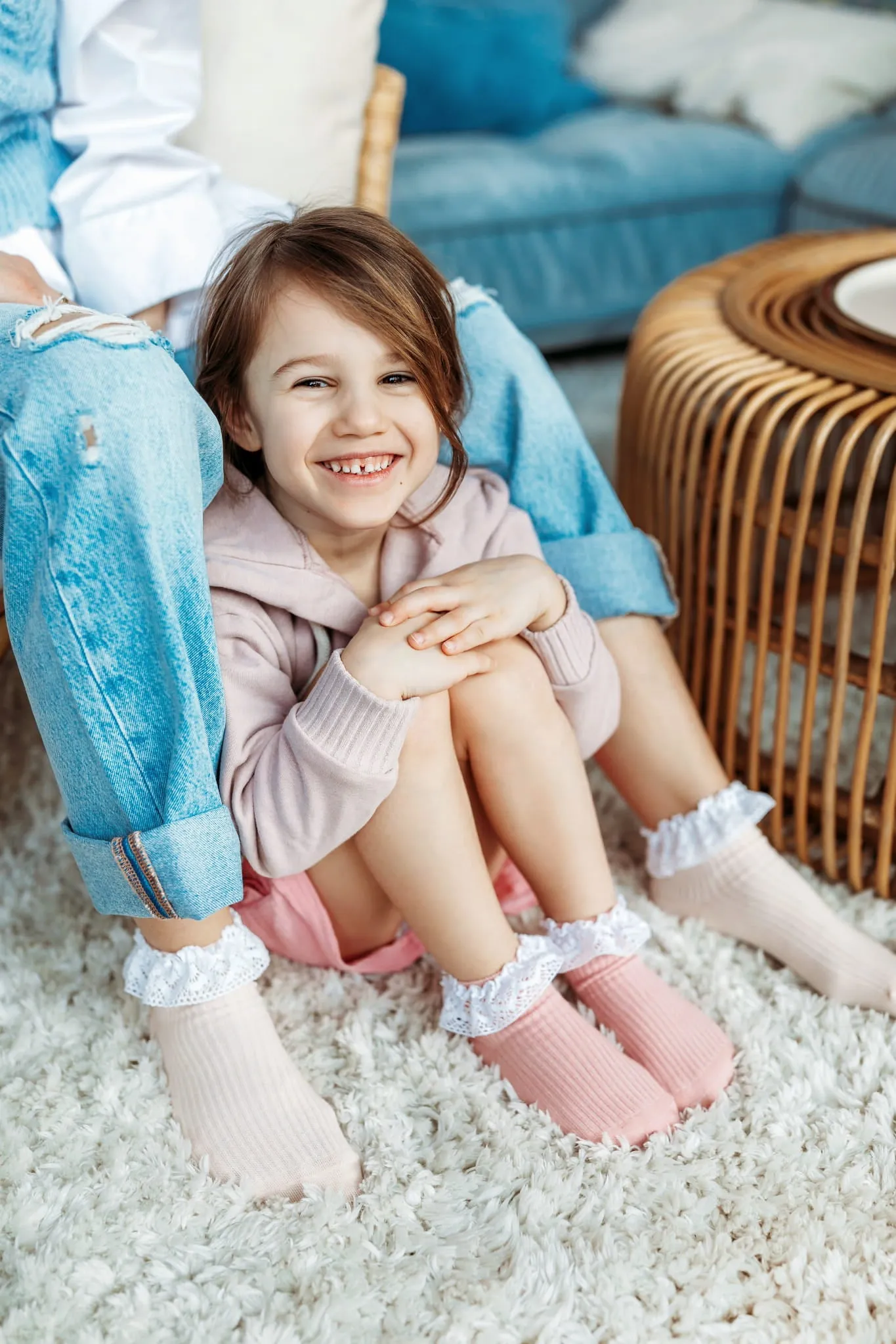 Mama's Feet Children's Socks with lace Vintage Love - Apricot