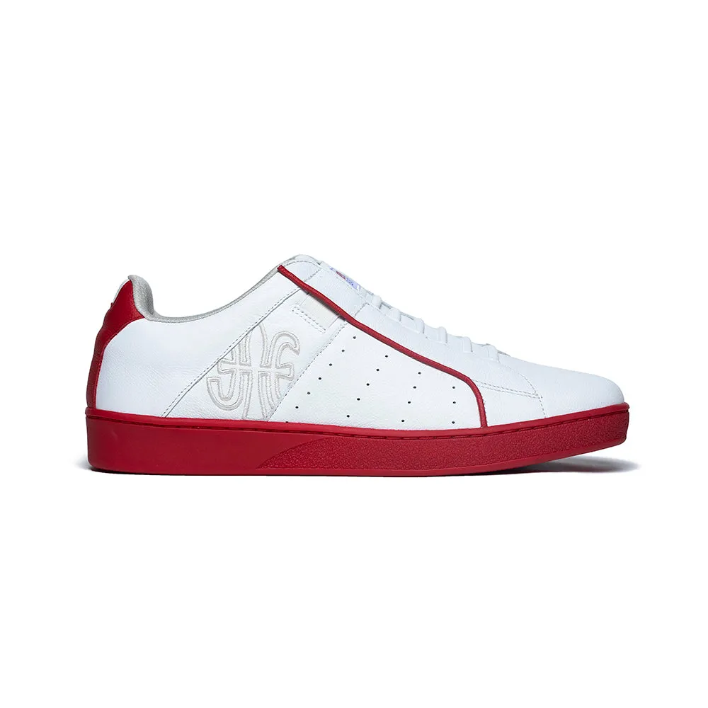 Men's Icon Genesis White Red Leather Sneakers 01901-001