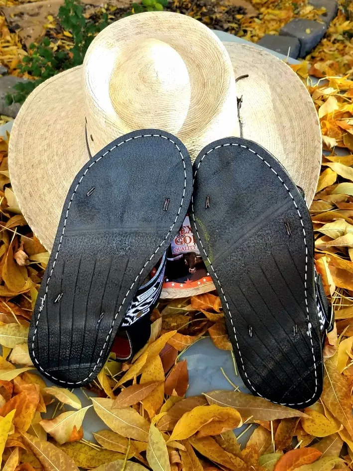 Men's Mexican Handmade Embroidered Leather Sandals-Huarache Cruzado