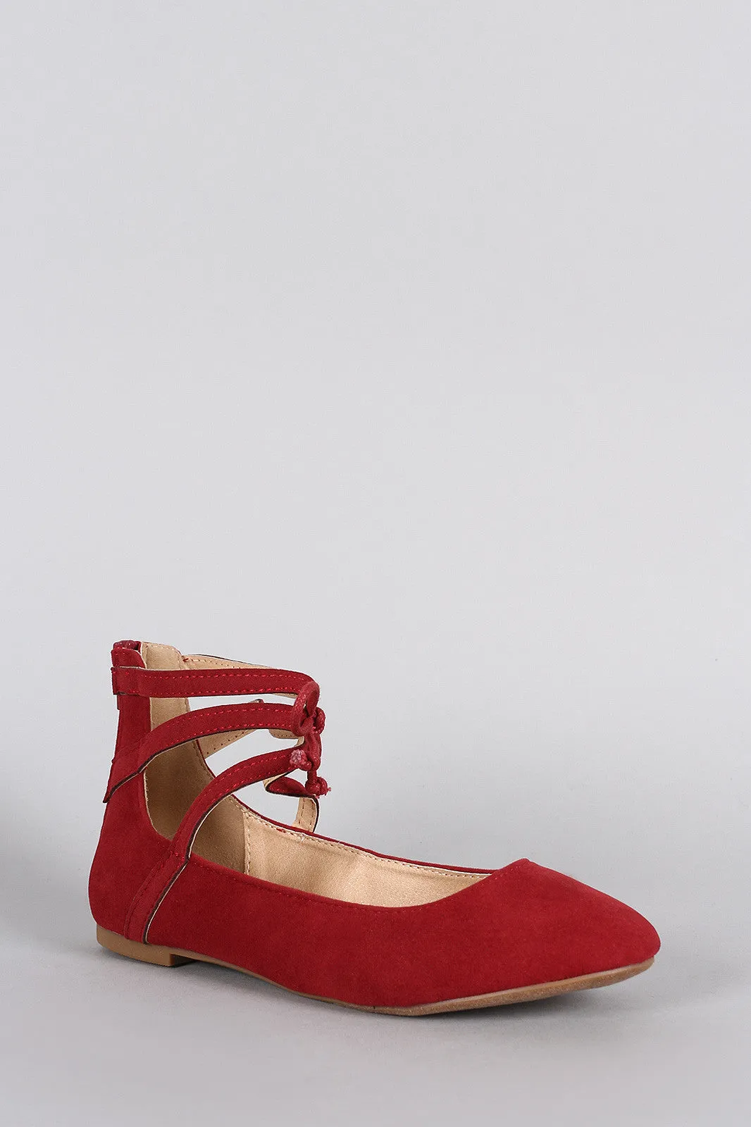 Misbehave Suede Ankle Cuff Round Toe Ballet Flat