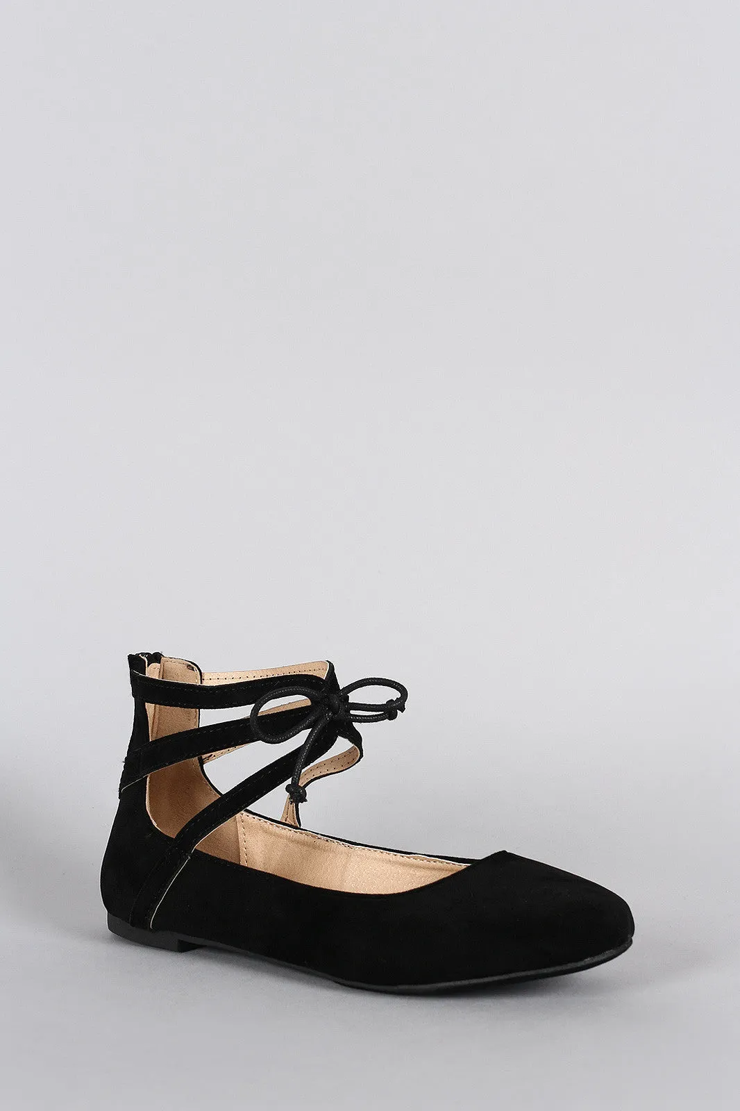 Misbehave Suede Ankle Cuff Round Toe Ballet Flat