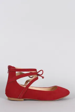 Misbehave Suede Ankle Cuff Round Toe Ballet Flat