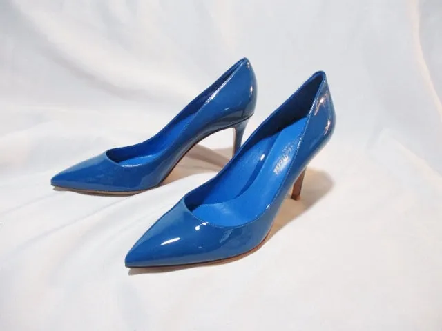 NEW GIANVITO ROSSI VERNICE CAPRI Pump Shoe BLUE 36 6 PATENT LEATHER Mule High Heel Womens