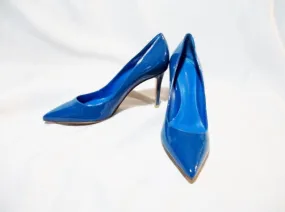 NEW GIANVITO ROSSI VERNICE CAPRI Pump Shoe BLUE 36 6 PATENT LEATHER Mule High Heel Womens