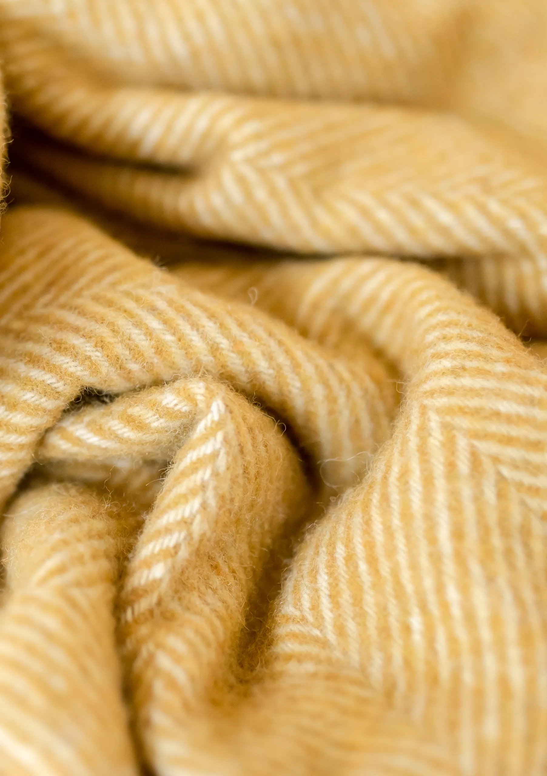 Recycled Wool Large Pet Blanket in Mustard Herringbone