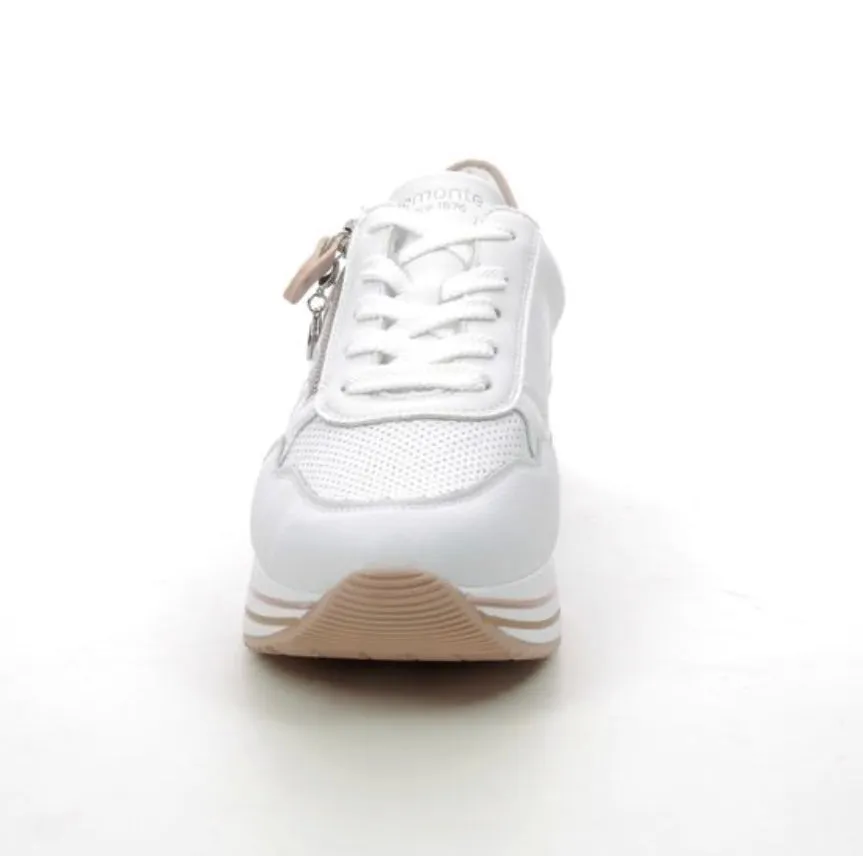 Remonte D1318-80 Elle Range Rock White And Rose Gold Leather Trainers