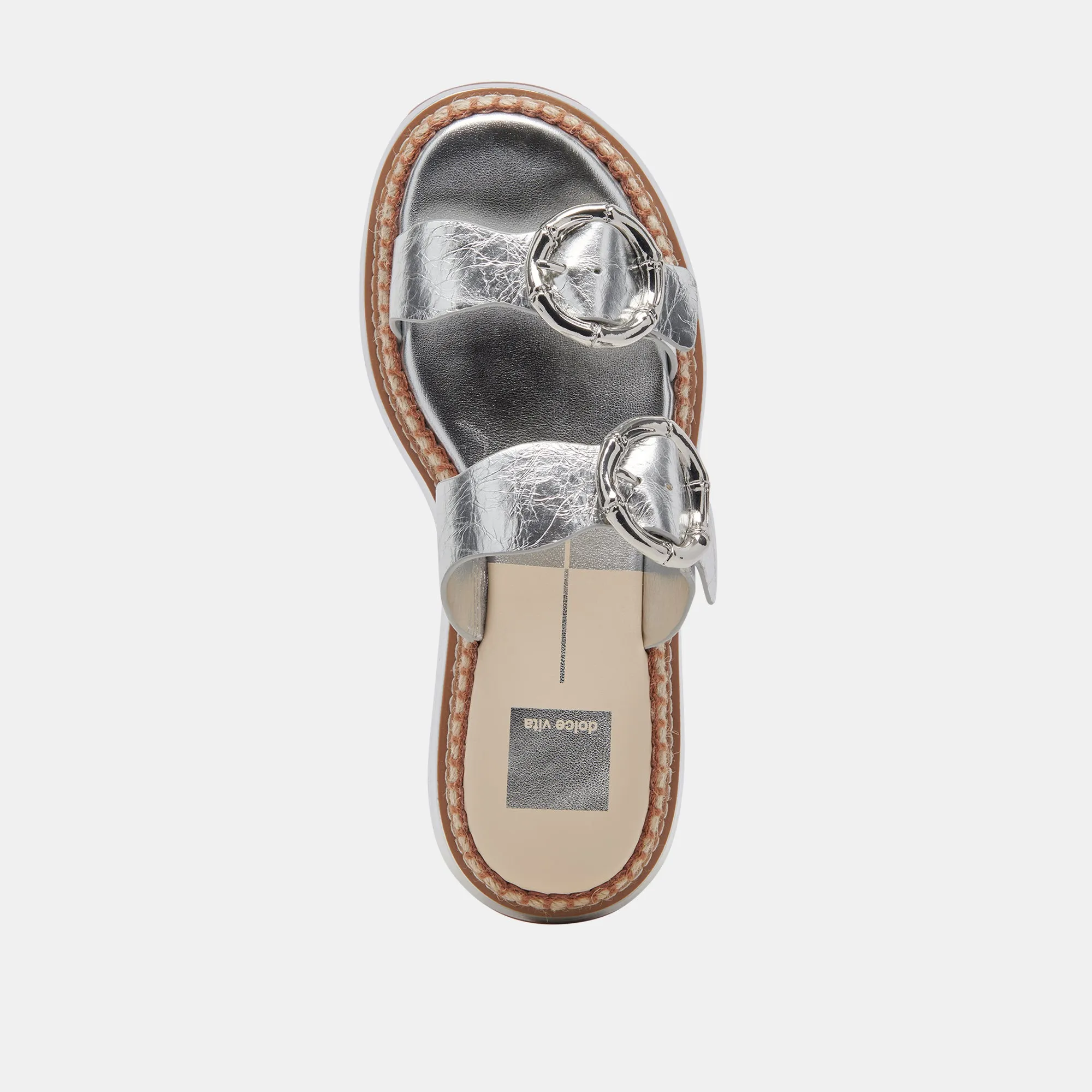 RYSHA SANDALS SILVER CRINKLE PATENT