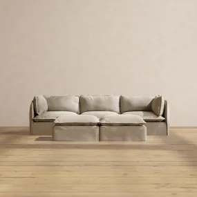 Slipcover Only - Modular Performance 3-Seater   Bench Ottoman | Luxury Velvet in Dune