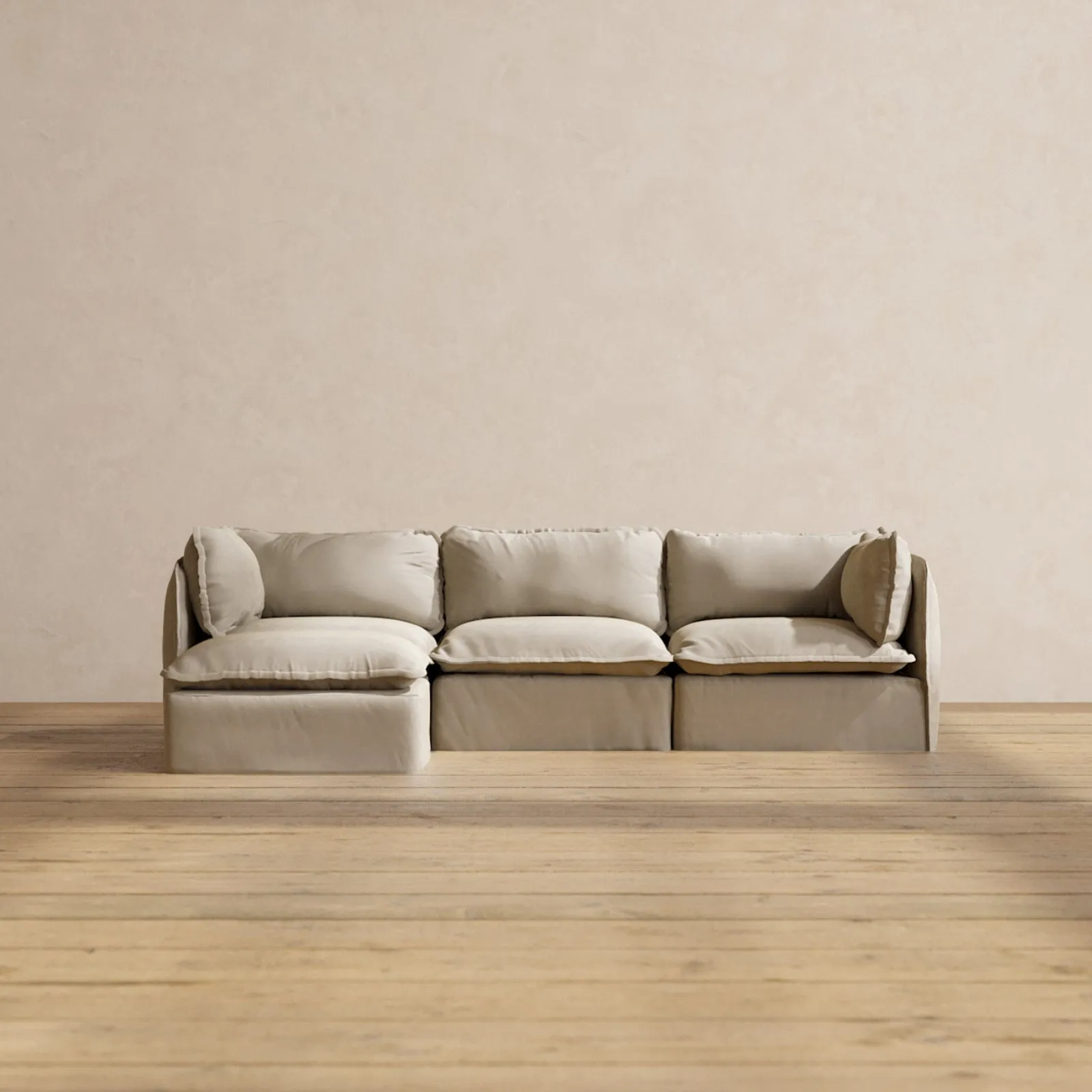 Slipcover Only - Modular Performance 3-Seater Sectional | Luxury Velvet in Dune