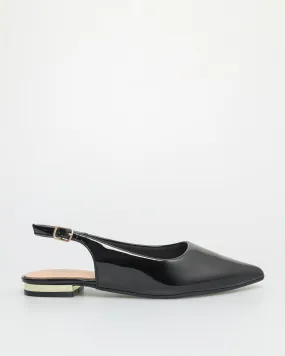 Tomaz NN346 Ladies Pointy Slingback Flats (Black)