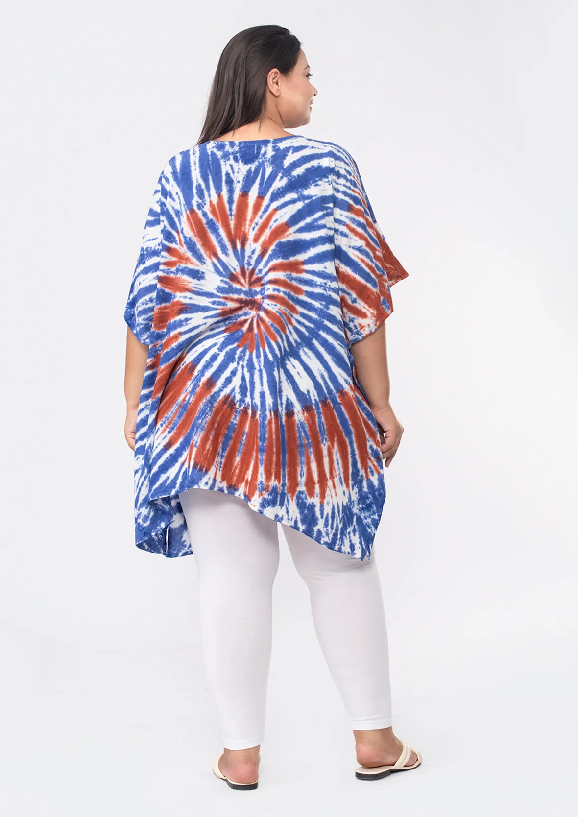 V-Neck Tie-Dye Short Kaftan