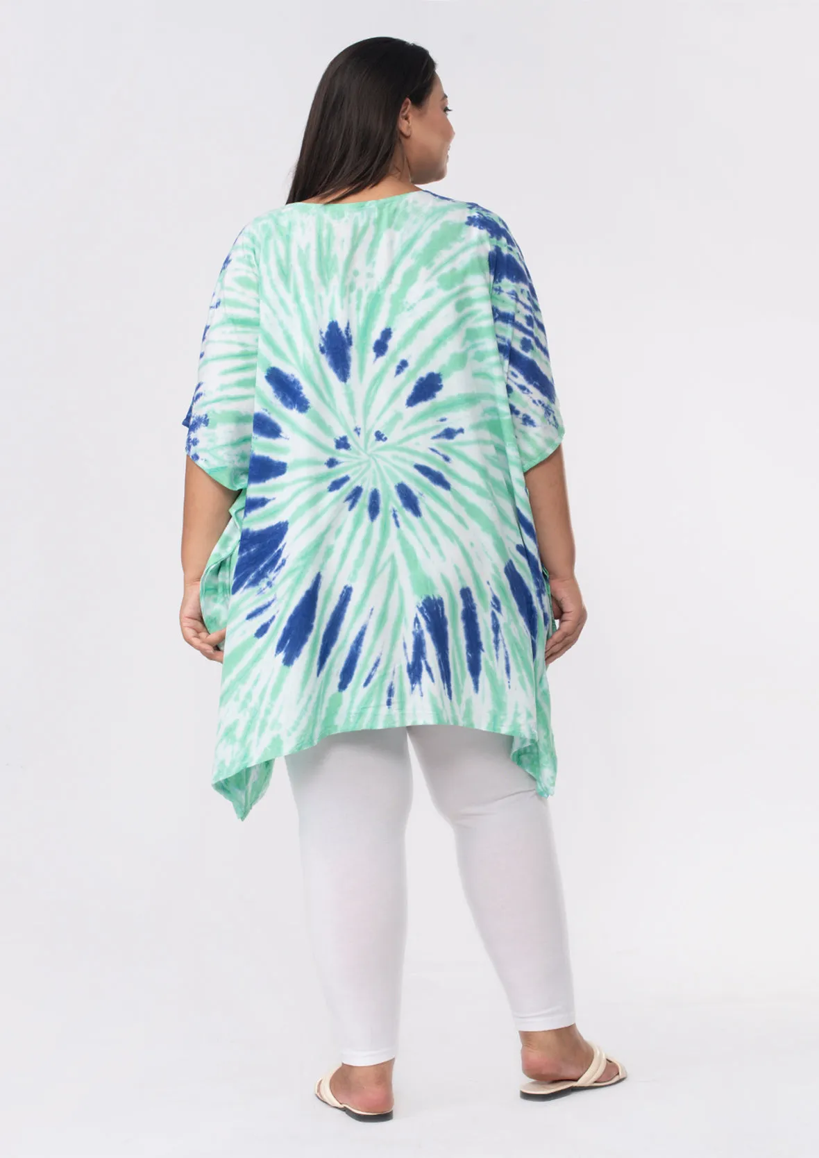 V-Neck Tie-Dye Short Kaftan