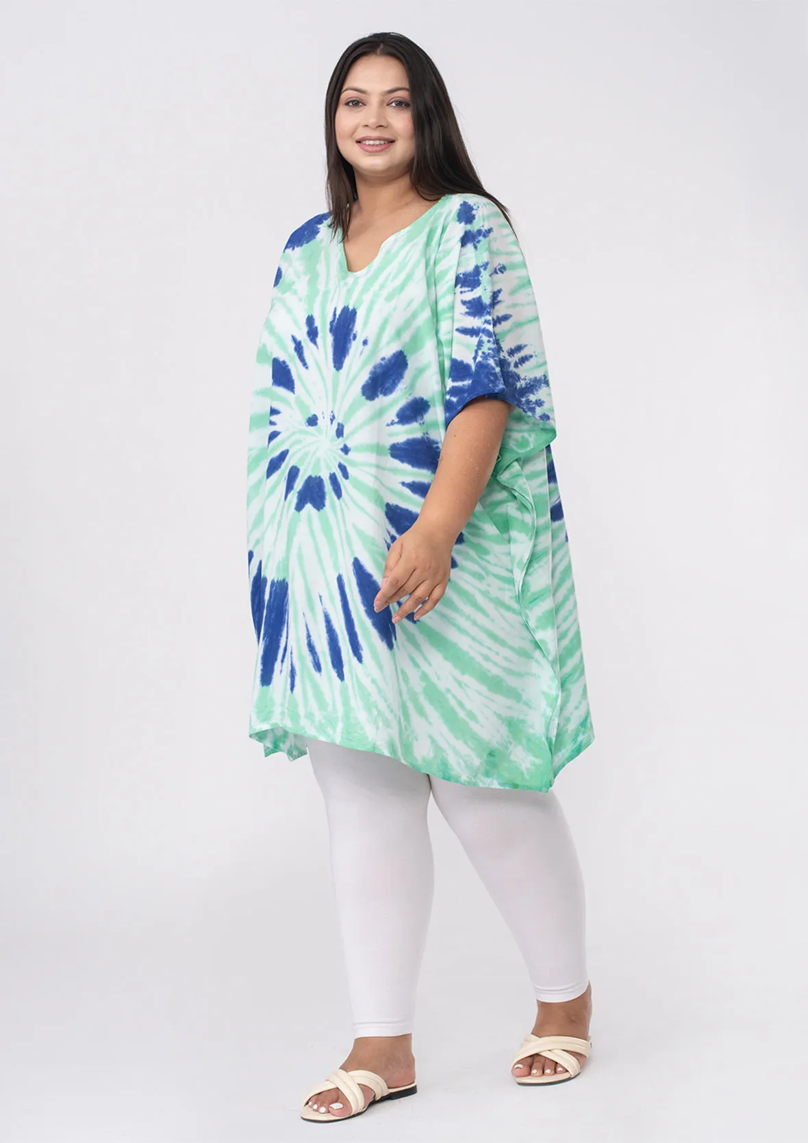 V-Neck Tie-Dye Short Kaftan