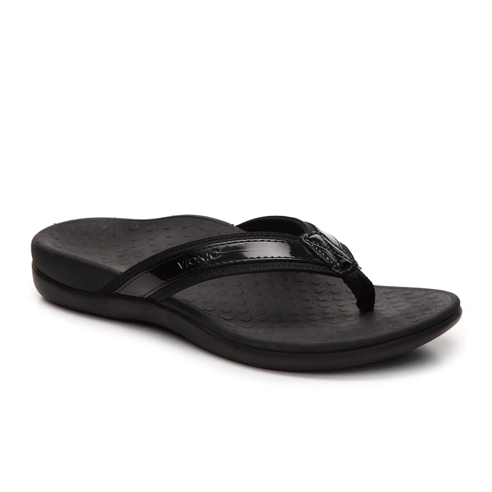 Vionic Tide Sandal (Women) - Black Patent Webbing