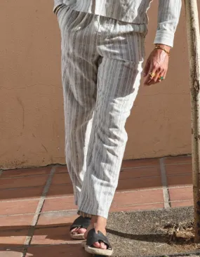 White Striped Linen Trouser