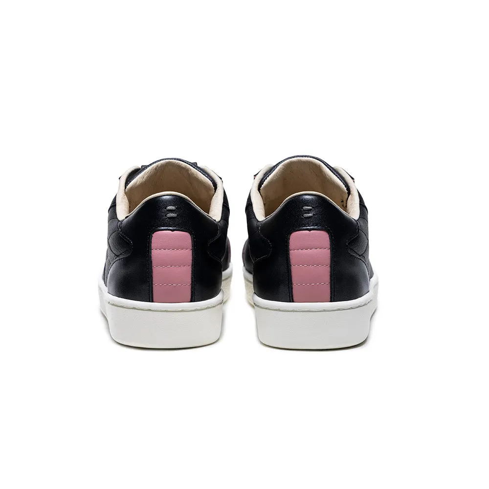 Women's Adelaide Lux Black Pink Leather Sneakers 92723-991