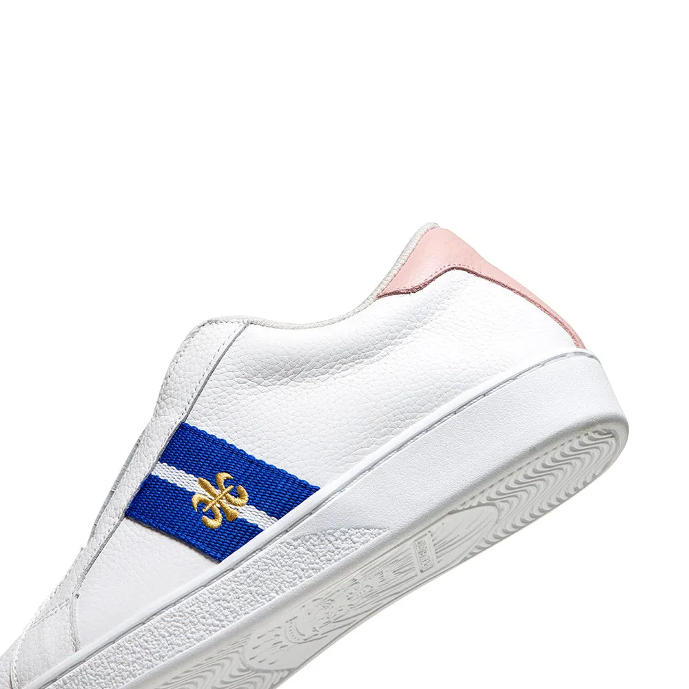 Women's Bishop White Blue Pink Leather Sneakers 91741-015