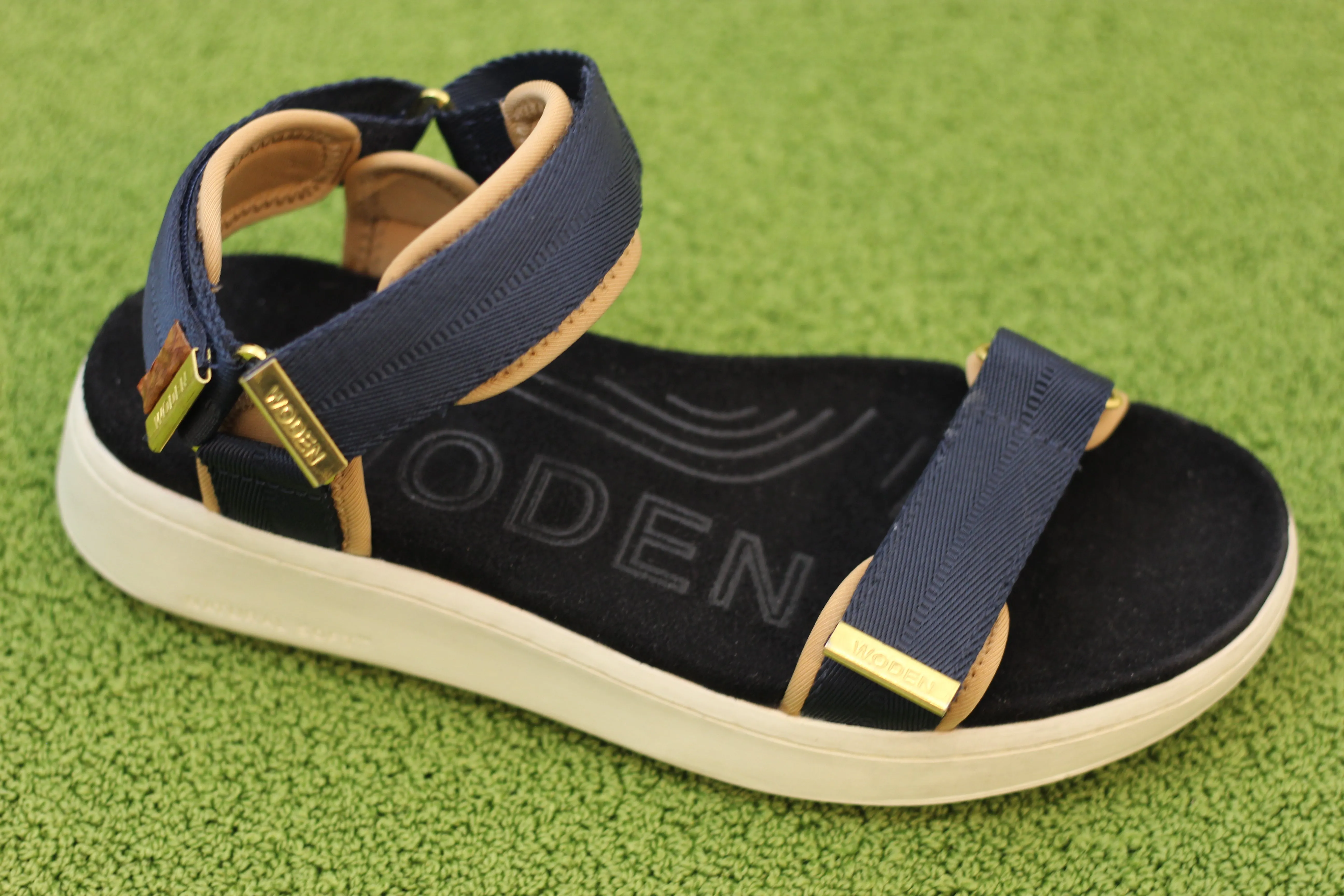 Womens Line Sandal - Navy Textile