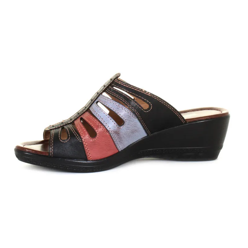 Women's Naomi Slide Wedge Sandal Black Multi