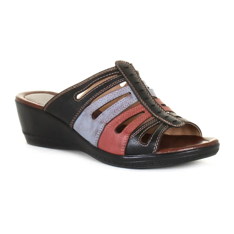 Women's Naomi Slide Wedge Sandal Black Multi