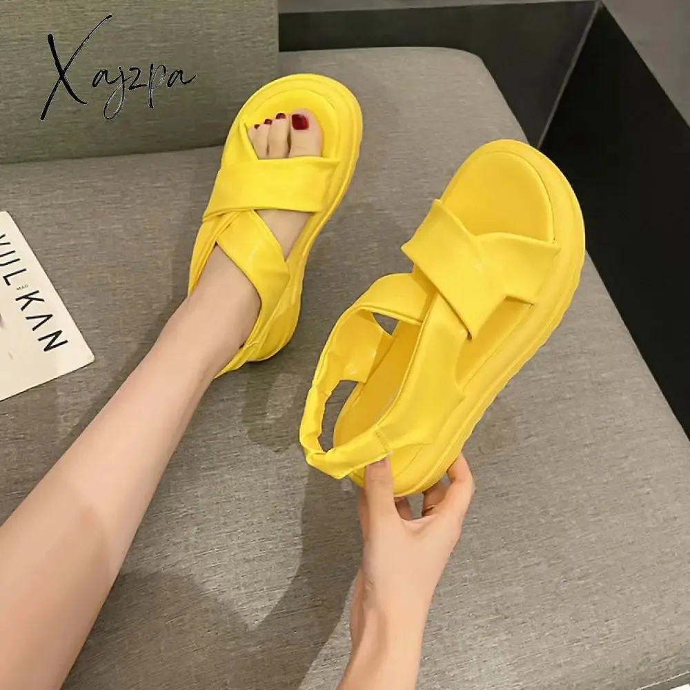 Xajzpa - 2023 Sandals Women New Platform Sandals Summer Women Fashion PU Lightweight Buckle Sandals Platform Heel Sandals Sandalias Mujer