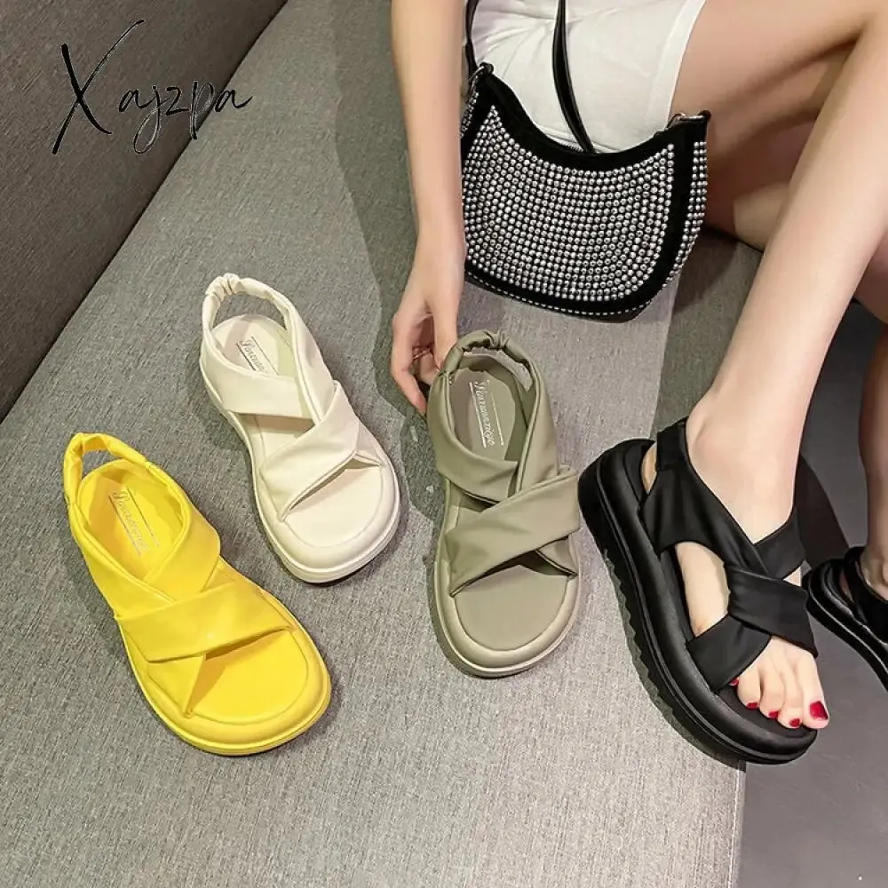 Xajzpa - 2023 Sandals Women New Platform Sandals Summer Women Fashion PU Lightweight Buckle Sandals Platform Heel Sandals Sandalias Mujer